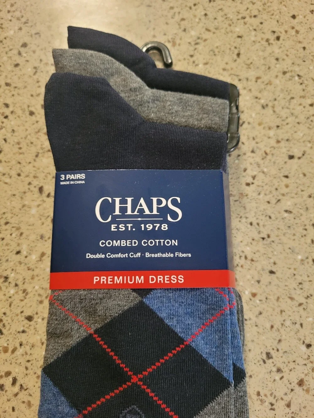 3-Pair Chaps Mens Combed Cotton Premium Dress Socks Double Comfort Cuff OSFM